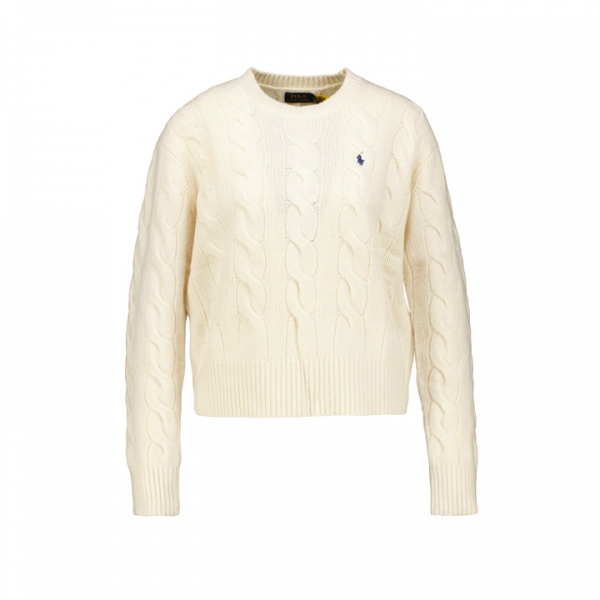 ◆당일◆25FW 포니 로고 자수 클래식 니트 화이트 211A91216 002