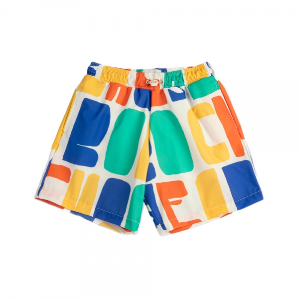 키즈 로고 블럭 컬러 올오버 보드 스윔팬츠 오프화이트 B126AC152 199