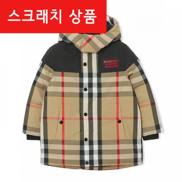 ◆스크래치◆여성 빈티지 체크 후드패딩 아카이브베이지 8041159