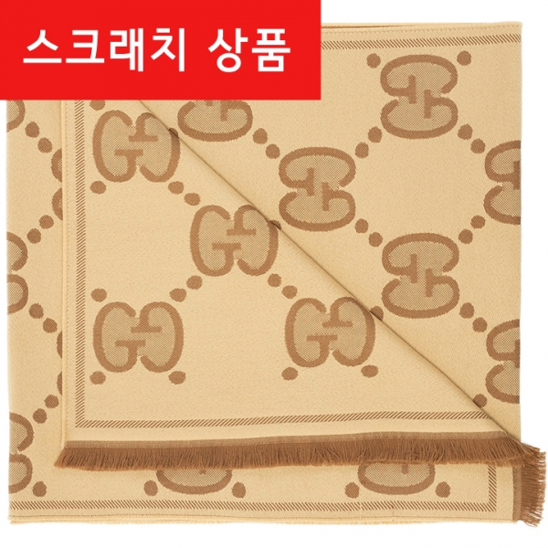 ◆스크래치◆GG 자카드 투톤 울 머플러 베이지/브라운 581537 3G200 9764