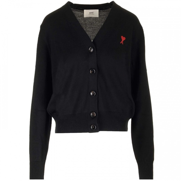 ◆당일◆25FW 스몰 하트 로고 브이넥 가디건 블랙 BFFKC111 KN0025 001