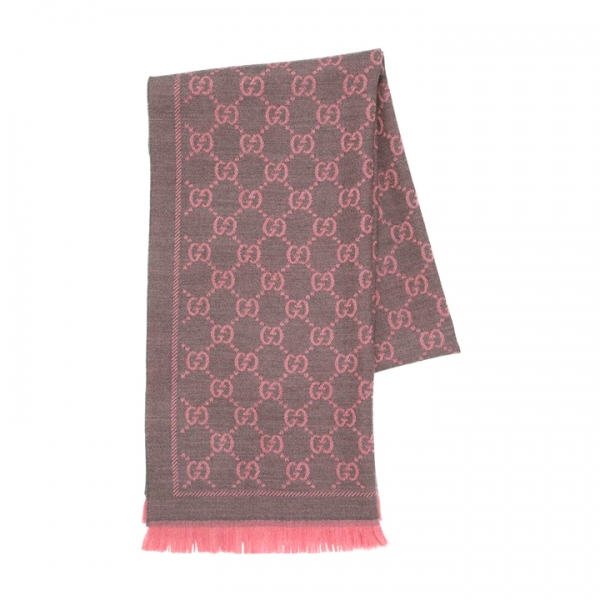 ◆당일◆26SS GG 자카드 투톤 울 머플러 핑크/그레이 133483 3G200 1272