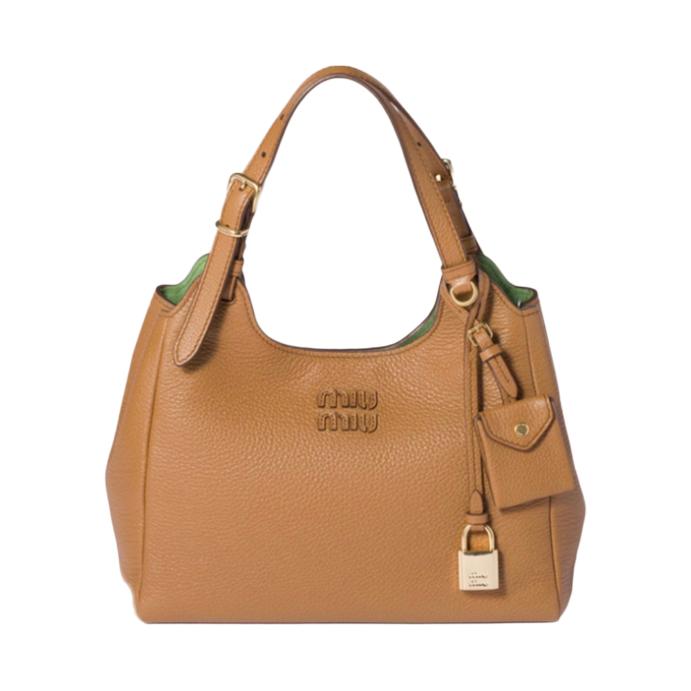 26SS 자수 로고 레더 토트/크로스백 카라멜 5BA304 2IFL F04YM