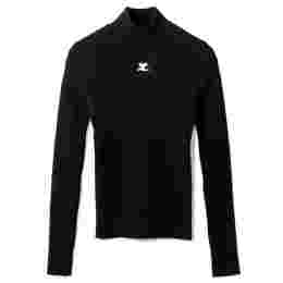 ◆당일◆24SS 로고 자수 리에디션 하이넥 니트탑 블랙 PERMPU022FI0001 9999
