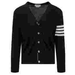 ◆당일◆25FW 사선 완장 클래식 메리노 울 가디건 블랙 MKC002A Y1014 001