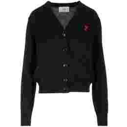 ◆당일◆25FW 스몰 하트 로고 브이넥 가디건 블랙 BFFKC111 KN0025 001