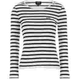◆당일◆25SS 로고 자수 스트라이프 티셔츠 에쿠르/블랙 COHCA F26373 TAT