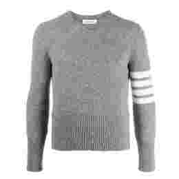 ◆당일◆24FW 사선 완장 크루넥 풀오버 울 니트 그레이 MKA317A 01085 055