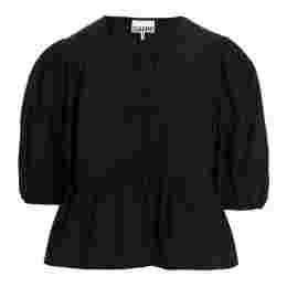 ◆당일◆25SS 보우 퍼프 슬리브 페플럼 블라우스 블랙 F7364 099