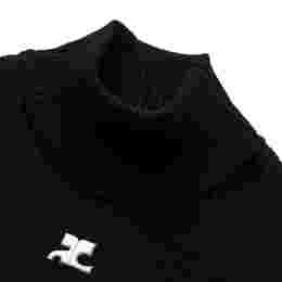 ◆당일◆24SS 로고 자수 리에디션 하이넥 니트탑 블랙 PERMPU022FI0001 9999