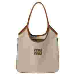 ◆당일◆24FW 로고 아이비 캔버스 토트백 베이지/브랜디 5BG231 2CRN F062F