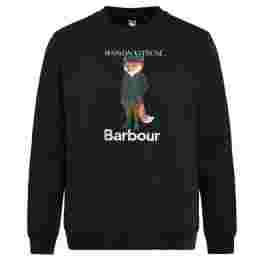 ◆당일◆23FW 바버 X 메종키츠네 폭스 기모 맨투맨 블랙 MOL0559 BK31