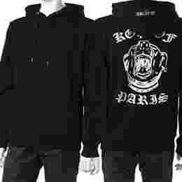 ◆10주년◆ 백 도그 로고 프린팅 후드티 블랙 LA04HOO83BK