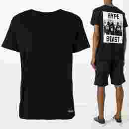 ◆10주년◆ 백 스퀘어 로고 프린팅 티셔츠 블랙 LA04TEE76BK