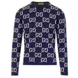 ◆당일◆25SS GG 로고 울 자카드 니트 블루 692900 XKCC5 4492