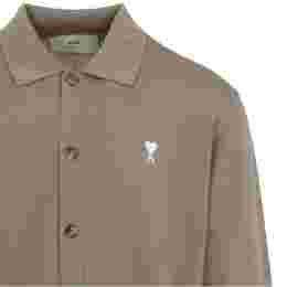 ◆당일◆25SS 하트 로고 자수 폴로 가디건 다크베이지 HKC221 KN0025 0952