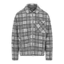 ◆당일◆25FW 로고 패치 플란넬 체크 울 자켓 그레이 2F000 19 89B55 F09