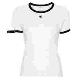 ◆당일◆24SS 로고 자수 버클 콘트라스트 티셔츠 화이트 124JTS117JS0070 0098