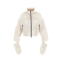 ◆당일◆25FW RAFFAELLA 로고 패치 드로스트링 패딩 자켓 크림 VDDJ25435K0001 CRS