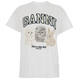 ◆당일◆25FW 애니멀 프린트 티셔츠 브라이트화이트 T4237 151