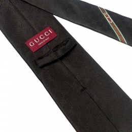 ◆당일◆26SS GG 패턴 실크 넥타이 블랙 456520 4B002 1000