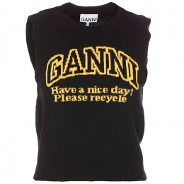 ◆당일◆24SS 그래픽 로고 니트 조끼 블랙 K2091 099