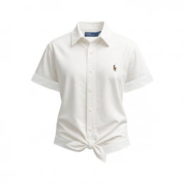 ◆당일◆25FW 여성 포니 자수 숏슬리브 크롭 셔츠 화이트 211971516 001