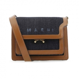 ◆당일◆로고 프린팅 데님 미니 트렁크백 브라운 SBMP0075L2 P4891 Z569M