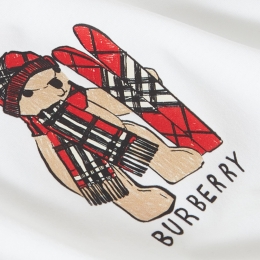 ◆키즈◆여성 스키 베어 반팔 티셔츠 화이트 8117542