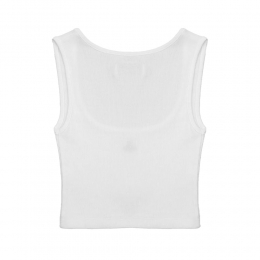 26SS ORB 자수 로고 리브 크롭 슬리브리스 탑 화이트 1G010011 J009C A401