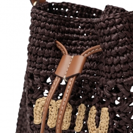 ◆당일◆25FW 로고 라피아 미니 우븐 버킷백 코코아브라운 5ND016 2DO1 F0966