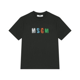 여성 드로잉 로고 반팔 티셔츠 워시드블랙 S6MSJBTH232 MS040