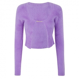 ◆당일◆24FW NEVE 골드 로고 플러피 가디건 퍼플 223KN010 2380 650