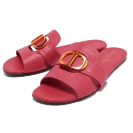 ◆당일◆25SS 여성 30 몽테뉴 금장 로고 슬리퍼 뮬 인디로즈 KCQ266VEA 64P