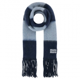 ◆당일◆25FW 로고 패치 스트라이프 모헤어 머플러 블루/씨엘로 5FS094 2CVE F0WYH