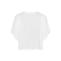26SS KYANZAE 로고 린넨 티셔츠 화이트/버건디 TS0313FA A1N09E WHBY