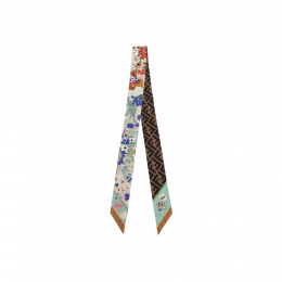 26SS FF 프린팅 플로럴 랩피 실크 스카프 멀티컬러 FXT011 B01U F1WO3