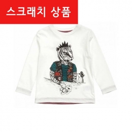 ◆스크래치◆키즈 타이거 프린트 티셔츠 화이트 W25116 117