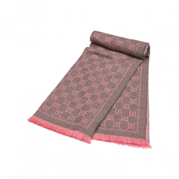 ◆당일◆26SS GG 자카드 투톤 울 머플러 핑크/그레이 133483 3G200 1272