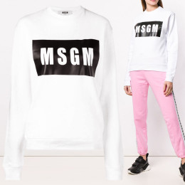 ◆11주년◆스퀘어 로고 프린트 맨투맨 화이트 2641MDM96 195299 01