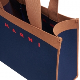 ◆당일◆로고 자카드 미디움 토트백 네이비/브라운 SHMP0076A2 P4602 ZO195