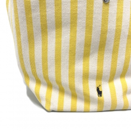 ◆당일◆26SS 포니 로고 플레이 스트라이프 캔버스 토트백 옐로우/화이트 428963527 004