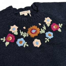 ◆키즈◆키즈 리리아누 플로럴 니트 마린 25F_J0160 MARIN