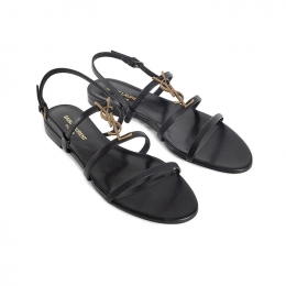 ◆당일◆25FW 뉴 카산드라 플랫 샌들 블랙 777348 BDATT 1000