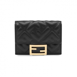 ◆당일◆25FW 금장 로고 바게트 코인 반지갑 블랙 8M0395 AAJD F0KUR