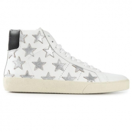 ◆11주년◆실버 스타 패치 하이탑 스니커즈 화이트 377341 AQ240 9082