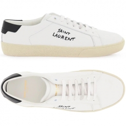 ◆당일◆25FW 여성 로고 자수 스니커즈 화이트/블랙 610649 AABEE 9061