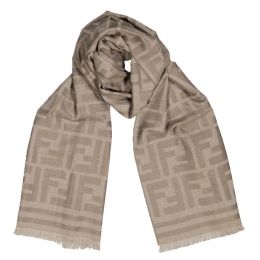 ◆당일◆25FW FF 자카드 패턴 스카프 베이지 FXT069 AUM1 F0QD3