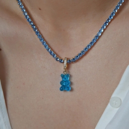 ◆당일◆22FW 노스탤지어 베어 큐빅 펜던트 블루 NOSTALGIABEAR PAVE AZURE