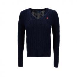 ◆당일◆25FW 포니 로고 자수 브이넥 니트 블루 211971870 004